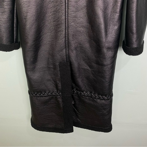 Jonathan Simkhai Windsor Vegan Sherpa Biker Coat Black Braided Long Length‎ XS - Picture 9 of 12